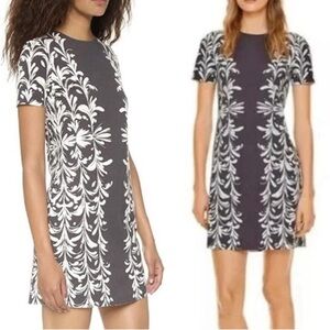 Tory Burch Gray Ivory Brushstroke Print‎ Sheath Dress | Ponte Knit Size S